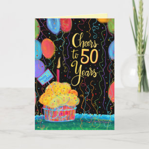 Cheers to 50 Years Grattis på födelsedagen Balloon Kort