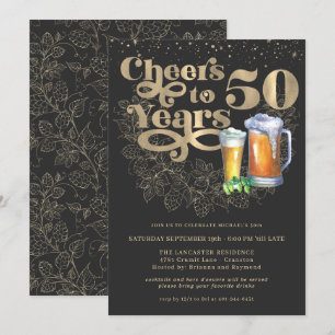 Cheers to 50 Years Milstolpe Födelsedag Fest Inbjudningar