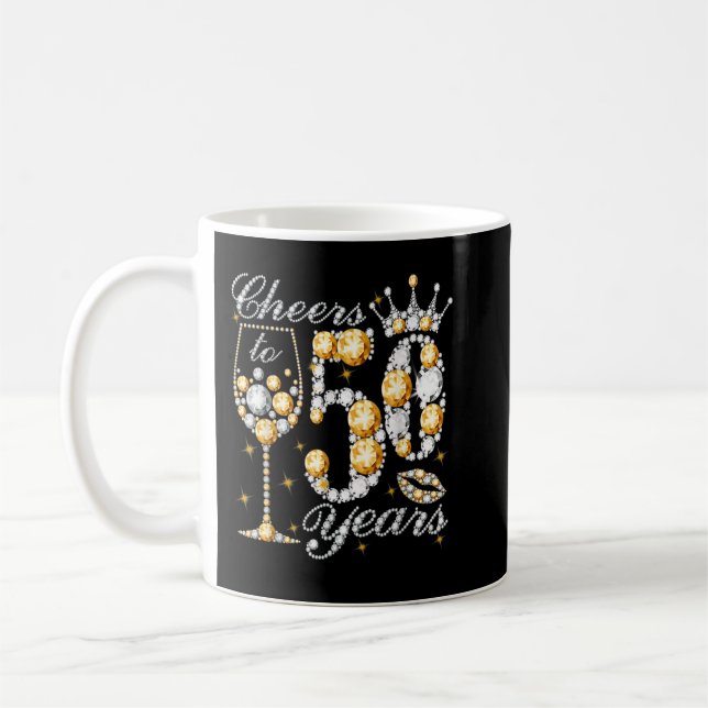 Cheers To 50 Years Old Happy 50th Birthday Queen D Kaffemugg (Vänster)