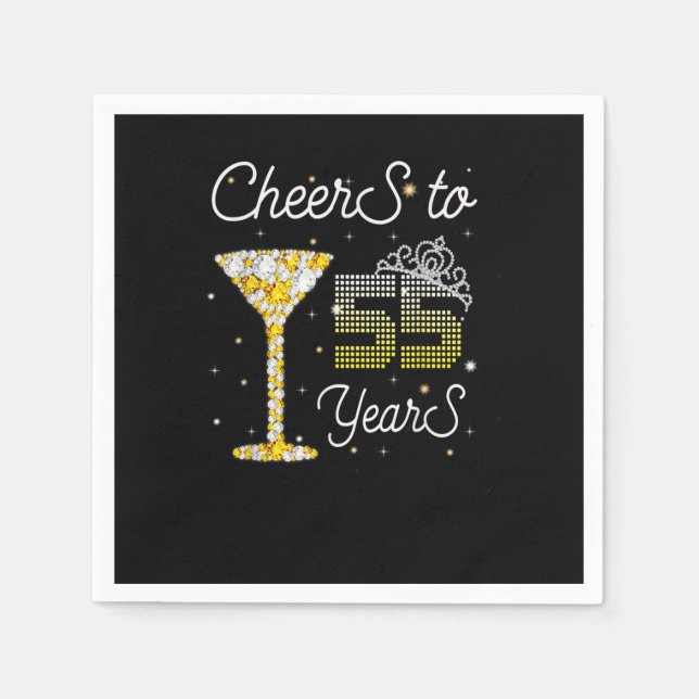 Cheers To 55 Years Old Happy 55th Birthday Queen D Pappersservett (Framsidan)