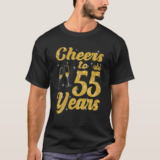 Cheers to 55 Years Old Queen Cute 55th Birthday Pa T Shirt (Framsida)