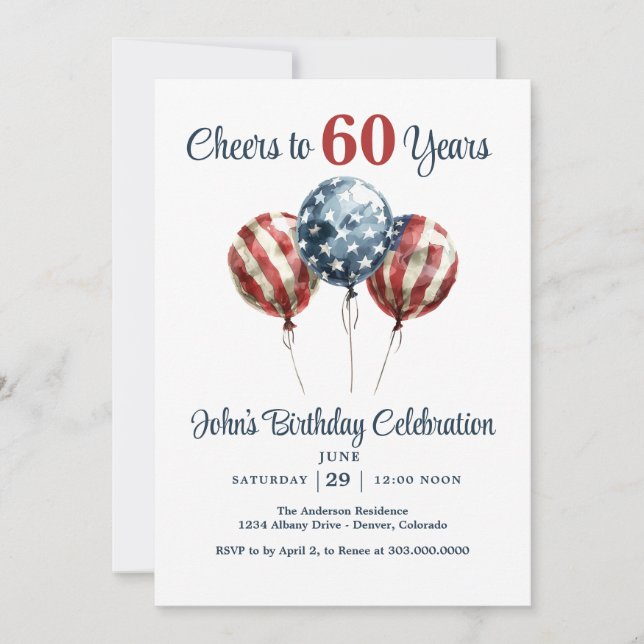 Cheers to 60 Years Birthday Party Invitation Inbjudningar (Framsida)