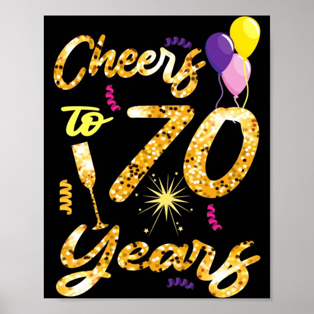 Cheers To 70 Years 1951 70th Birthday Gift  Poster (Framsidan)