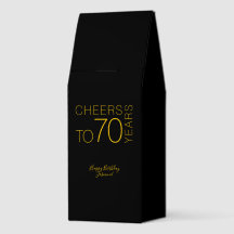 Cheers to 70 years Black Gold Elegant Birthday