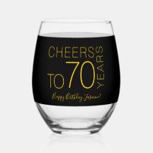 Cheers to 70 years Black Gold Elegant Birthday