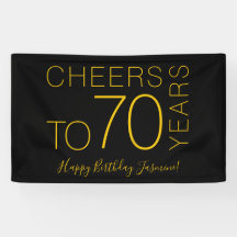 Cheers to 70 years Black Gold Elegant Birthday