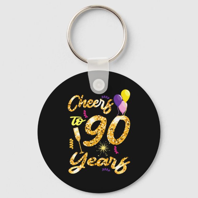 Cheers To 90 Years 1931 90th Birthday Celebration  Nyckelring (Framsida)
