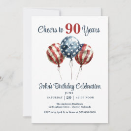 Cheers to 90 Years Birthday Party Invitation Inbjudningar