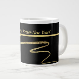 "Cheers to a Better New Years", Black & Guld Jumbo Mugg