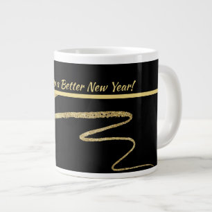 "Cheers to a Better New Years", Black & Guld Jumbo Mugg