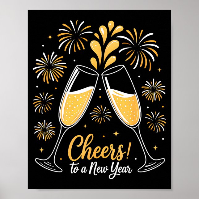 Cheers To A New Year Eve Party Countdown Happy New Poster (Framsidan)