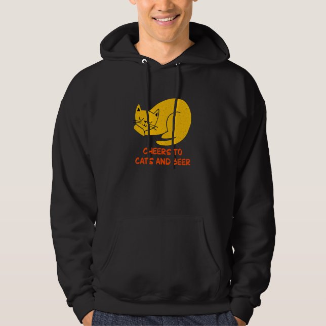 Cheers to Cats and Beer Cat   Party Kitten Reunion Hoodie (Framsida)