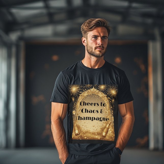 Cheers to Chaos and Champagne New Year Fireworks  T Shirt (Cheers to Chaos and Champagne New Year Fireworks T-Shirt)