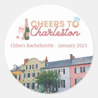 "Cheers to Charleston" Bach Party Stickers Runt Klistermärke