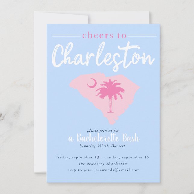Cheers to Charleston South Carolina Bachelorette Inbjudningar (Framsida)