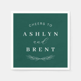 Cheers to Emerald Grönt Bröllop Cocktail Napkins Pappersservett