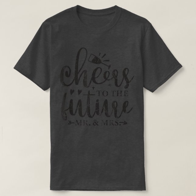 Cheers to Future Mr och Retro Bride Bröllop T Shirt (Design framsida)