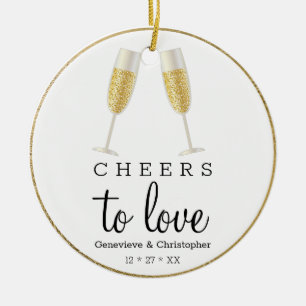 Cheers to Kärlek Champagne Första jultomten Julgransprydnad Keramik