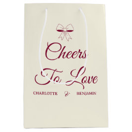 Cheers To Love Burgundy Script Ivory Bow Wedding
