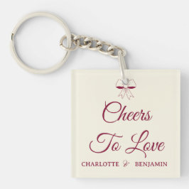 Cheers To Love Burgundy Script Ivory Bow Wedding