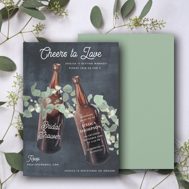 Cheers to Love Greenery Beer Bridal Shower Inbjudningar (Cheers to Love Greenery Beer Bridal Shower Invitation)