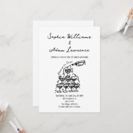 Cheers to love Hand Drawn Wedding Inbjudningar