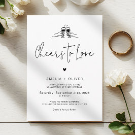 Cheers to Love Minimalist Script Retro Wedding Inbjudningar
