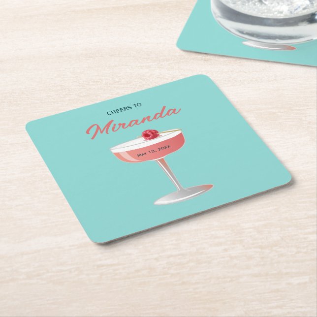 Cheers to [Name] Personalized Party  Underlägg Papper Kvadrat (Vinklad)