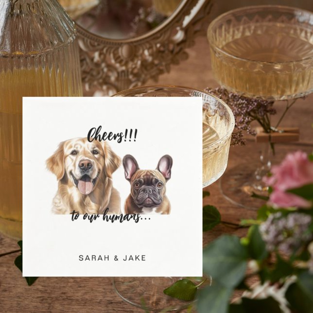 Cheers to our Humans Custom Pet Cocktail Wedding  Pappersservett (Skapare uppladdad)