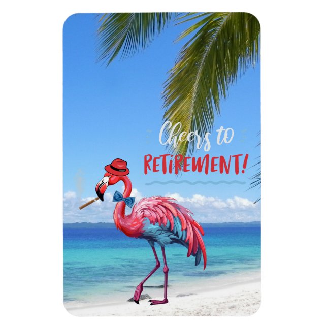 Cheers to Pension Flamingo on Tropical Beach Magnet (Vertikal)