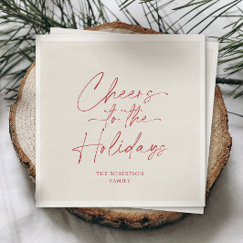 Cheers to the Holidays Ivory Personalized Pappersservett