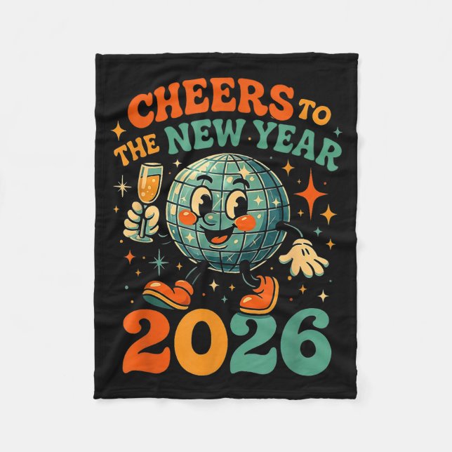 Cheers To The New Year 2026 Retro Disco Gift  Fleecefilt (Framsidan)