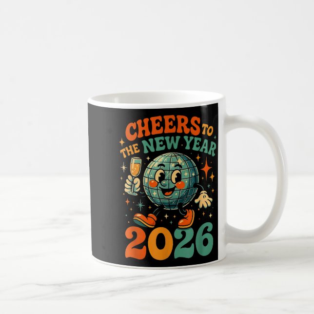 Cheers To The New Year 2026 Retro Disco Gift  Kaffemugg (Höger)