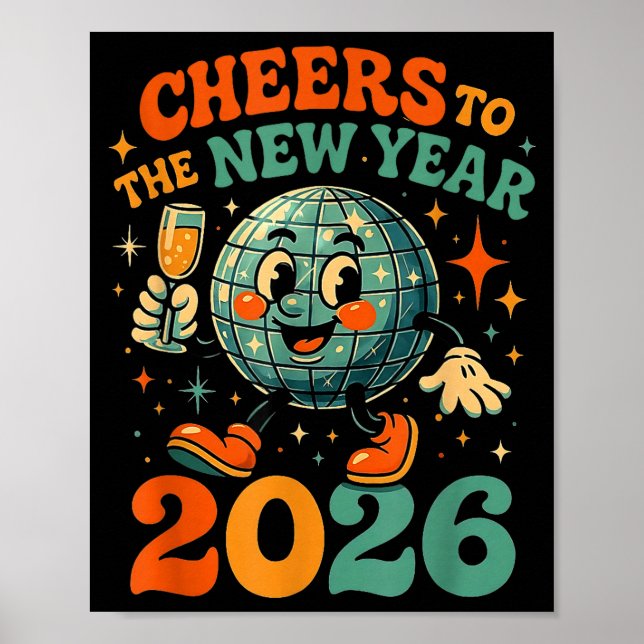 Cheers To The New Year 2026 Retro Disco Gift  Poster (Framsidan)