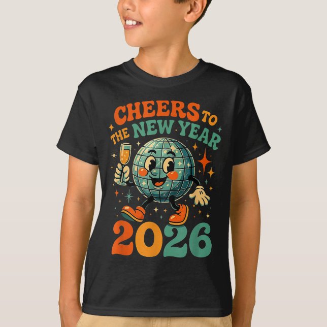 Cheers To The New Year 2026 Retro Disco Gift  T Shirt (Framsida)
