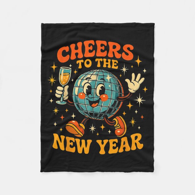 Cheers To The New Year 2026 Retro Party Gift  Fleecefilt (Framsidan)
