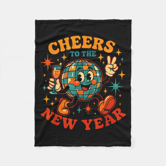 Cheers To The New Year 2026 Retro Party Gift  Fleecefilt (Framsidan)