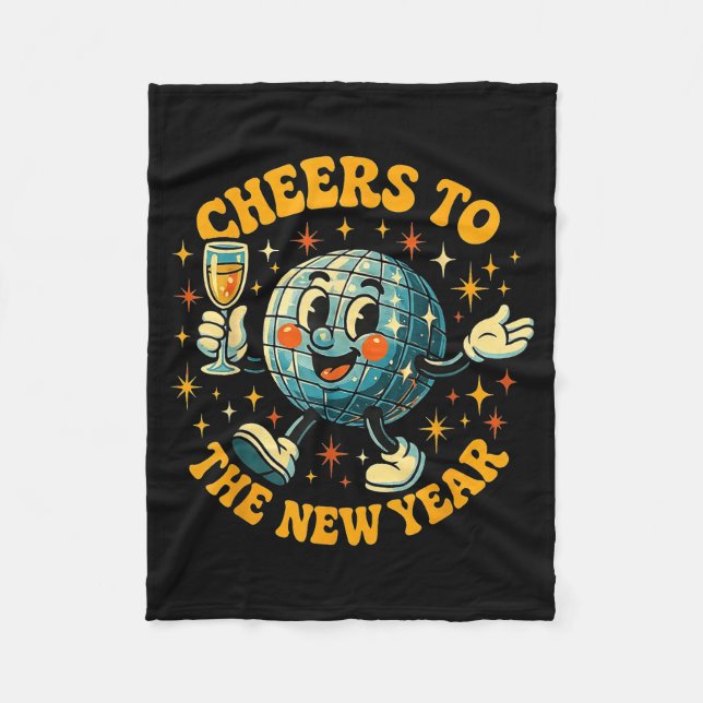 Cheers To The New Year 2026 Retro Party Gift  Fleecefilt (Framsidan)