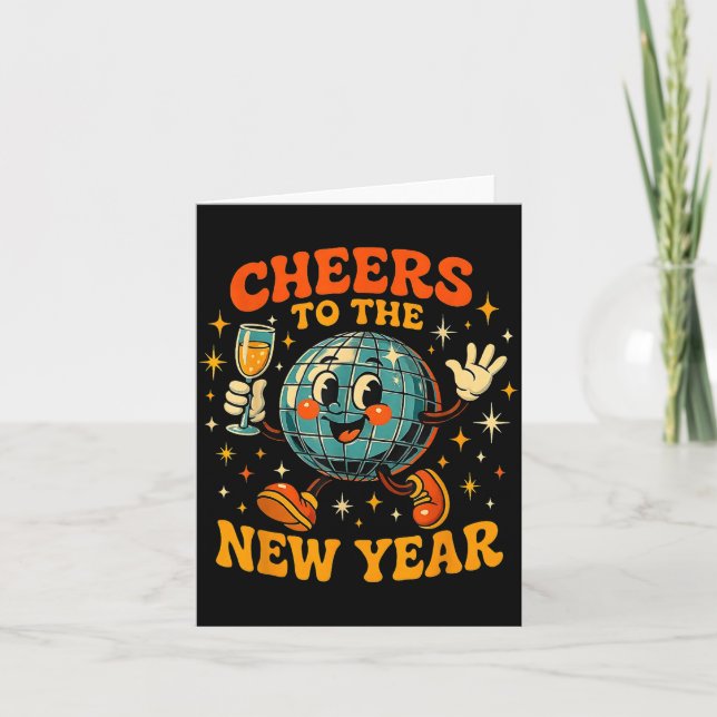 Cheers To The New Year 2026 Retro Party Gift  Kort (Framsida)