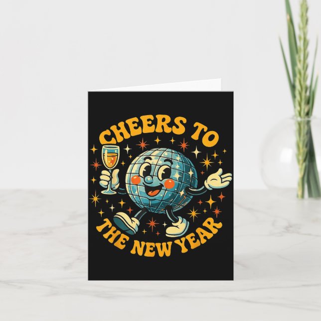 Cheers To The New Year 2026 Retro Party Gift  Kort (Framsida)