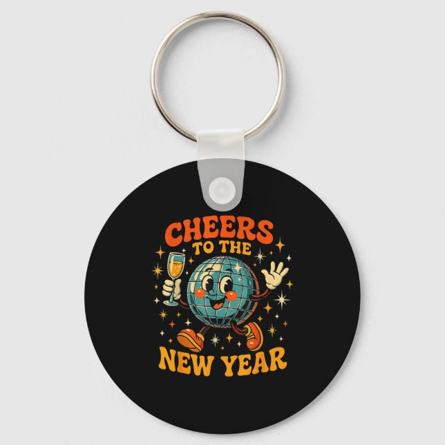 Cheers To The New Year 2026 Retro Party Gift  Nyckelring (Framsida)