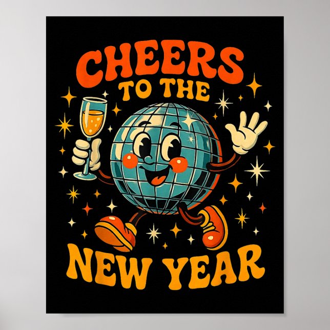 Cheers To The New Year 2026 Retro Party Gift  Poster (Framsidan)