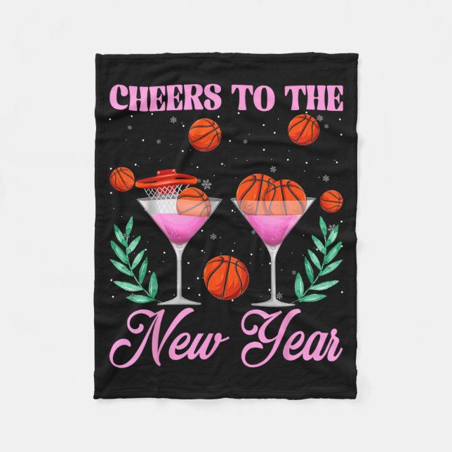 Cheers To The New Year Champagne Gl &amp; Basketba Fleecefilt (Framsidan)