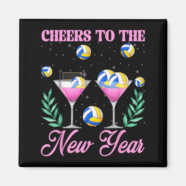 Cheers To The New Year Champagne Gl &amp; Volleyba Magnet (Framsidan)