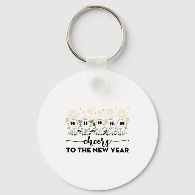 Cheers To The New Year Ghosts Drinking Champagne N Nyckelring (Framsida)