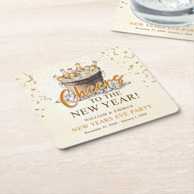 Cheers to the New Year Party  Underlägg Papper Kvadrat (Vinklad)