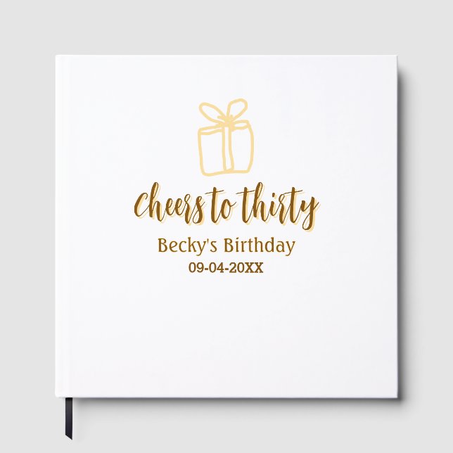 Cheers to thirty yellow brown birthday pastel gift gästböcker (Framsida)