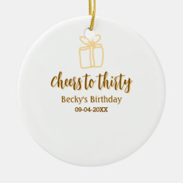Cheers to thirty yellow brown birthday pastel gift julgransprydnad keramik