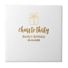 Cheers to thirty yellow brown birthday pastel gift kakelplatta