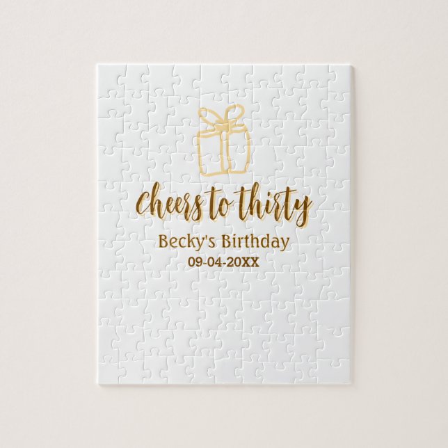 Cheers to thirty yellow brown birthday pastel gift pussel (Vertikal)